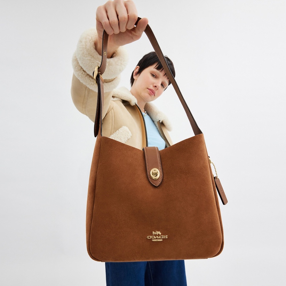 Coach Hadley Convertible Crossbody Bag In Suede Sienna